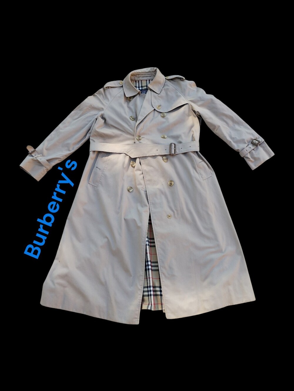 Vintage Burberrys of London Women's Trench Coat Size 16 Long Beige Nova Check